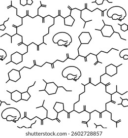 An abstract representation of molecular structures and brain, depicted as black lines on a white background. This image is suitable for scientific, educational, or medical themes.
