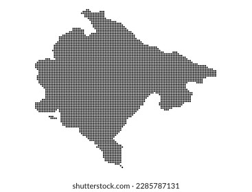 An abstract representation of Montenegro,Montenegro map made using a mosaic of black dots. Illlustration suitable for digital editing and large size prints.