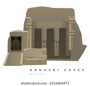 Abstract Representation of motifs at Kanheri Caves - Brovali - Mumbai - Stock Illustration as EPS 10 File