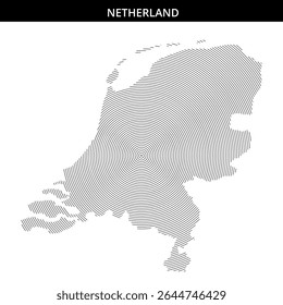 Abstract representation of the Netherlands shaped by circular lines.