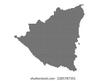 An abstract representation of Nicaragua,Nicaragua map made using a mosaic of black dots. Illlustration suitable for digital editing and large size prints.