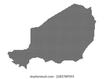 An abstract representation of Niger using a mosaic of black dots. Illlustration suitable for digital editing and large size prints.