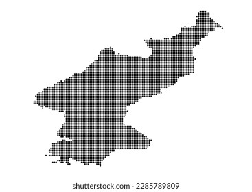 An abstract representation of North Korea using a mosaic of black dots. Illlustration suitable for digital editing and large size prints.