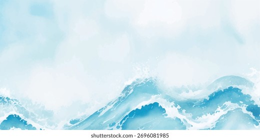Abstract representation of ocean waves with varying shades of blue and white