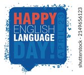 An abstract representation on English Language day with letters in blue 