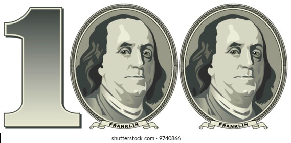 An abstract representation of one hundred dollars in vector format