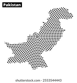 An abstract representation of Pakistan’s outline, emphasizing its geographical features and borders within a grid pattern.