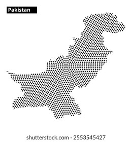 An abstract representation of Pakistan’s outline, emphasizing its geographical features and borders within a grid pattern.