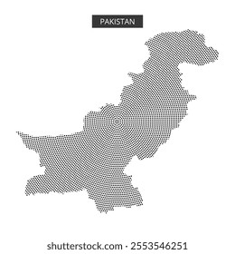 An abstract representation of Pakistan’s outline, emphasizing its geographical features and borders within a grid pattern.