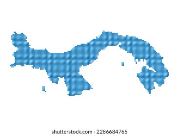 An abstract representation of Panama, vector Panama map made using a mosaic of blue dots with shadows. Illlustration suitable for digital editing and large size prints.