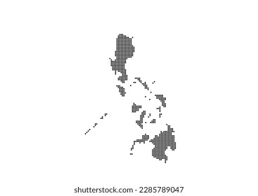 An abstract representation of Philippines,Philippines map made using a mosaic of black dots. Illlustration suitable for digital editing and large size prints.
