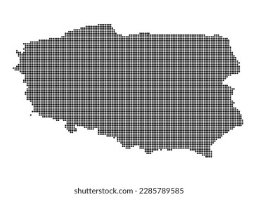 An abstract representation of Poland using a mosaic of black dots. Illlustration suitable for digital editing and large size prints.
