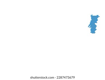 An abstract representation of Portugal, vector Portugal map made using a mosaic of blue dots with shadows. Illlustration suitable for digital editing and large size prints.