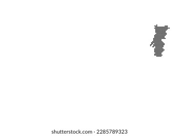 An abstract representation of Portugal,Portugal map made using a mosaic of black dots. Illlustration suitable for digital editing and large size prints.