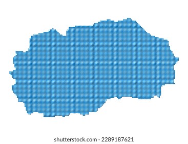 An abstract representation of Republic of Macedonia, vector Republic of Macedonia map made using a mosaic of blue dots with shadows. Illlustration suitable for digital editing and large size prints.