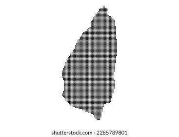 An abstract representation of Saint Lucia using a mosaic of black dots. Illlustration suitable for digital editing and large size prints.