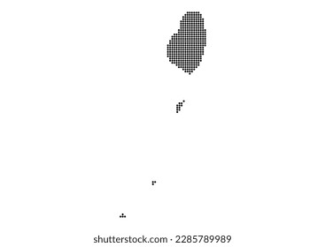 An abstract representation of Saint Vincent and the Grenadines using a mosaic of black dots. Illlustration suitable for digital editing and large size prints.