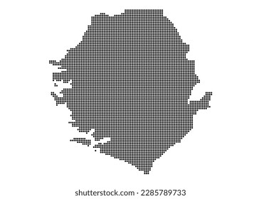 An abstract representation of Sierra Leone using a mosaic of black dots. Illlustration suitable for digital editing and large size prints.