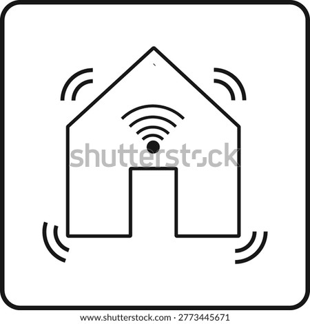 Abstract representation of a smart home with integrated WiFi signal waves emanating from within