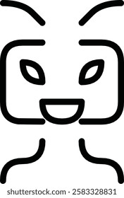 Abstract Representation of a Smiling Face in Black Line Style Vector Art