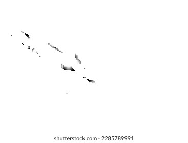 An abstract representation of Solomon Islands using a mosaic of black dots. Illlustration suitable for digital editing and large size prints.