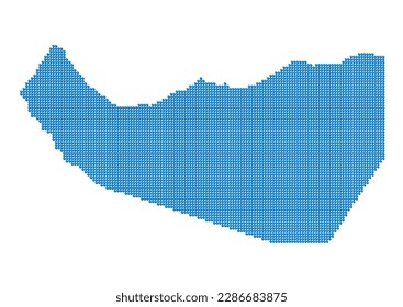 An abstract representation of Somaliland, vector Somaliland map made using a mosaic of blue dots with shadows. Illlustration suitable for digital editing and large size prints.