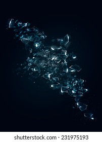 An Abstract Representation Of Some Exploding Shattered Glass Or Ice With Particle Effects. Vector Illustration.