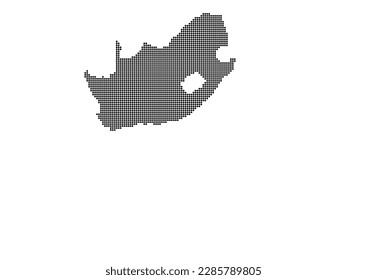 An abstract representation of South Africa using a mosaic of black dots. Illlustration suitable for digital editing and large size prints.