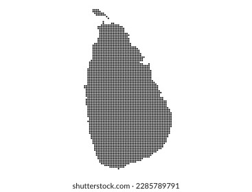 Eine abstrakte Darstellung Sri Lankas mit einem Mosaik aus schwarzen Punkten. Illustration geeignet für digitale Bearbeitung und große Drucke.