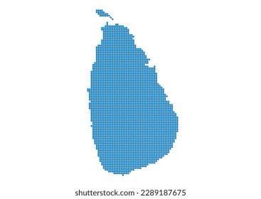 An abstract representation of Sri Lanka, vector Sri Lanka map made using a mosaic of blue dots with shadows. Illlustration suitable for digital editing and large size prints.