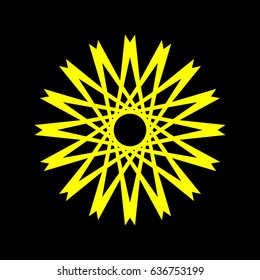Abstract representation of the sun on a black background