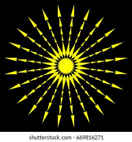 Abstract representation of the sun on a black background