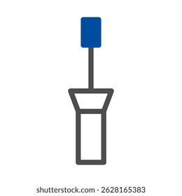 Abstract representation of a tool with a blue square head and grey handle
