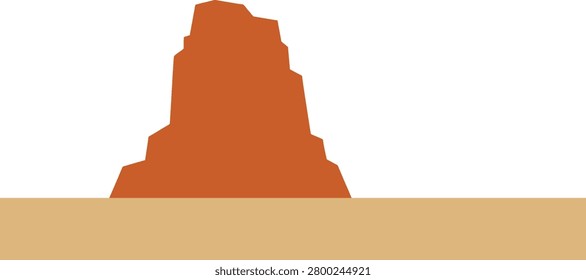 Abstract representation of a towering rock formation against a minimalist background