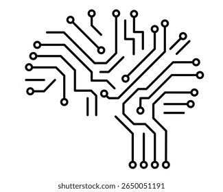Abstract Representation of a Tree Formed by Electronic Circuitry Illustrating AI and Technology Concepts