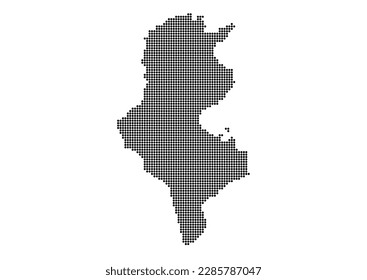 An abstract representation of Tunisia,Tunisia map made using a mosaic of black dots. Illlustration suitable for digital editing and large size prints.