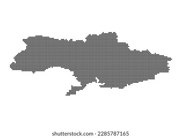 An abstract representation of Ukraine,Ukraine map made using a mosaic of black dots. Illlustration suitable for digital editing and large size prints.