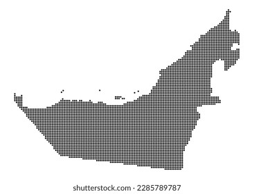 An abstract representation of United Arab Emirates using a mosaic of black dots. Illlustration suitable for digital editing and large size prints.