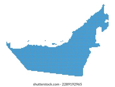An abstract representation of United Arab Emirates, vector United Arab Emirates map made using a mosaic of blue dots with shadows. Illlustration suitable for digital editing and large size prints.