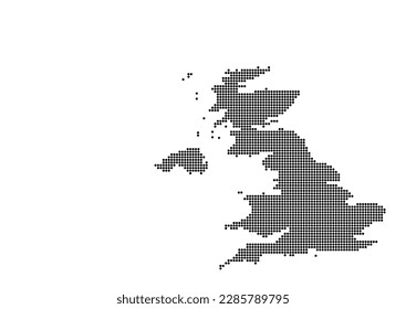 An abstract representation of United Kingdom using a mosaic of black dots. Illlustration suitable for digital editing and large size prints.