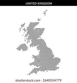 Abstract representation of the United Kingdom using lines.