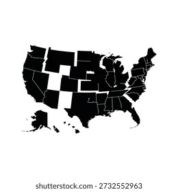 Abstract representation of the united states map in black and white