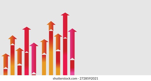 Abstract representation of upward movement with a series of colorful arrows indicating positive trends, success, and development on a clean, light background.