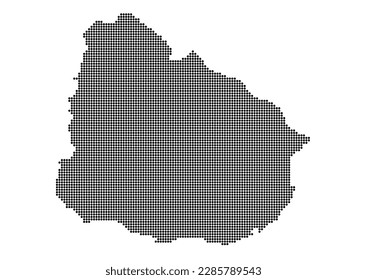 An abstract representation of Uruguay using a mosaic of black dots. Illlustration suitable for digital editing and large size prints.
