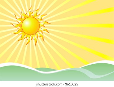 Abstract representation of a wavy sea under the sun