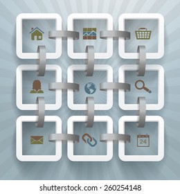 Abstract representation of web links and connections. Infographic representation on a blue background.