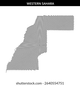 Abstract representation of Western Sahara with circular lines.