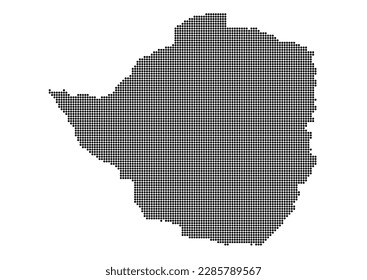 An abstract representation of Zimbabwe using a mosaic of black dots. Illlustration suitable for digital editing and large size prints.