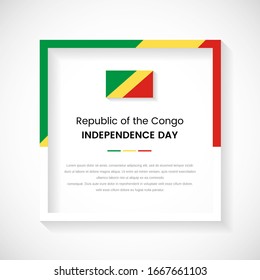 Abstract Republic of the Congo flag square frame stock illustration. Elegant country frame with text for Independence day of Republic of the Congo.