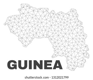 Abstract Republic of Guinea map isolated on a white background. Triangular mesh model in black color of Republic of Guinea map. Polygonal geographic scheme designed for political illustrations.